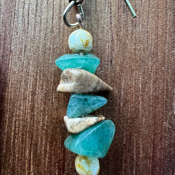 Handmade stacked gemstone agate earrings - Picture 2 of 3